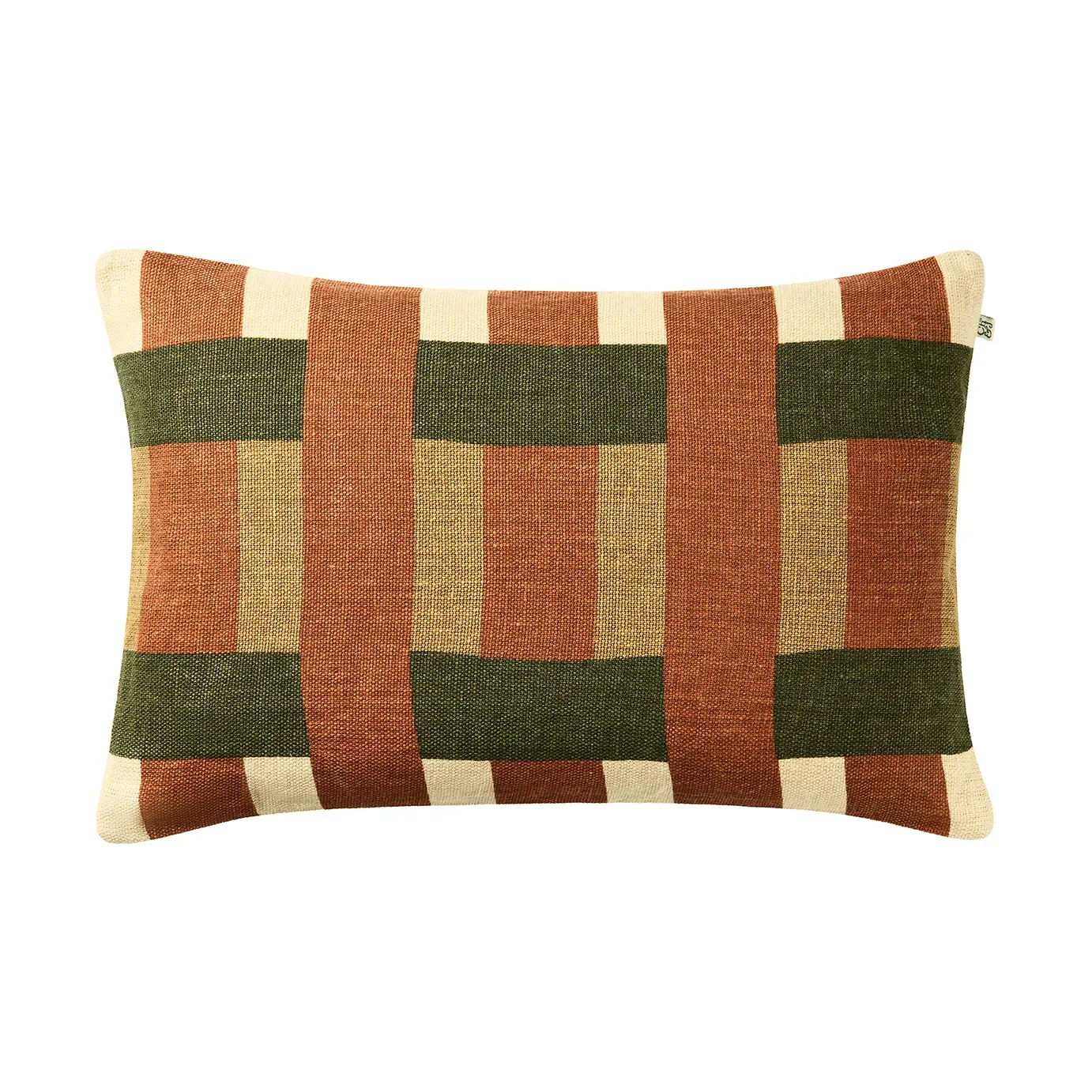 Chhatwal & Jonsson Benaras Kissenbezug Apricot Orange-Khaki-Cactus Green, 40x60 cm