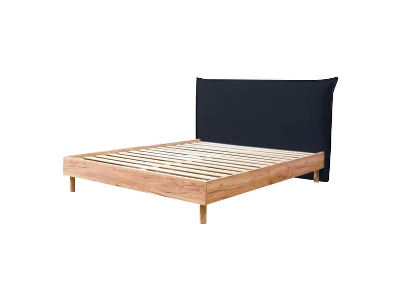 Bett BOBOCHIC CHARLIE 180x200cm stoff mit textur blau