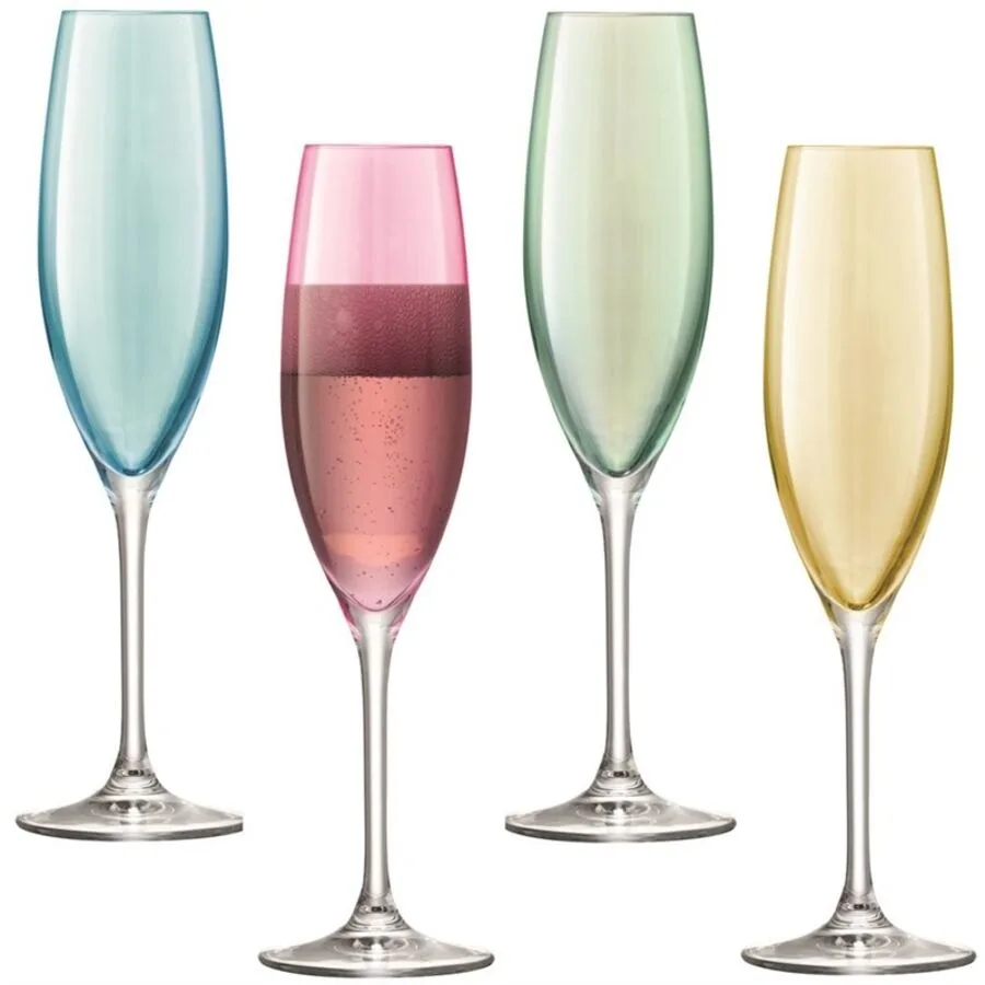 LSA International Sektgläser-Set Polka weiss/pastell Glas H 24 cm 0.225 l 4 Stk