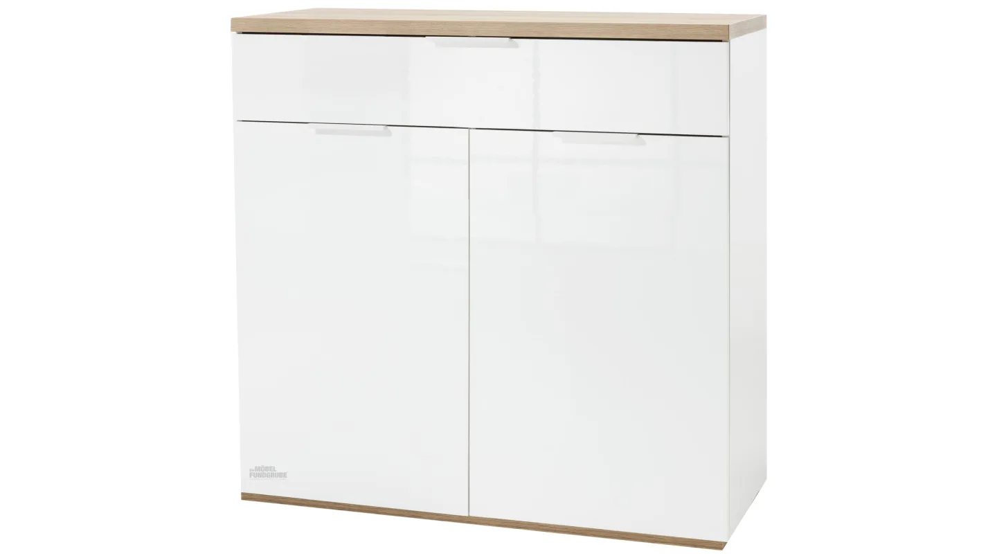 Schuhschrank weiß hochglanz - Eiche Riviera 82 cm - MUNDI