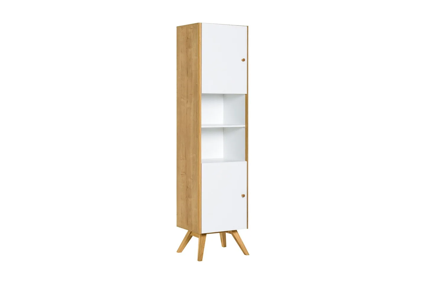 Nature Vitrinskåp 40 cm djup 50,5 cm bred 207,5 cm hög Trä Ek Glas - Vit/Trä/natur
