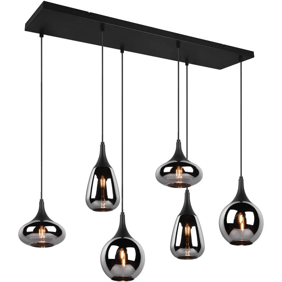 Pendellampe Lumine Schwarz Metall 93.8 cm 150 cm - Farbe: Schwarz matt