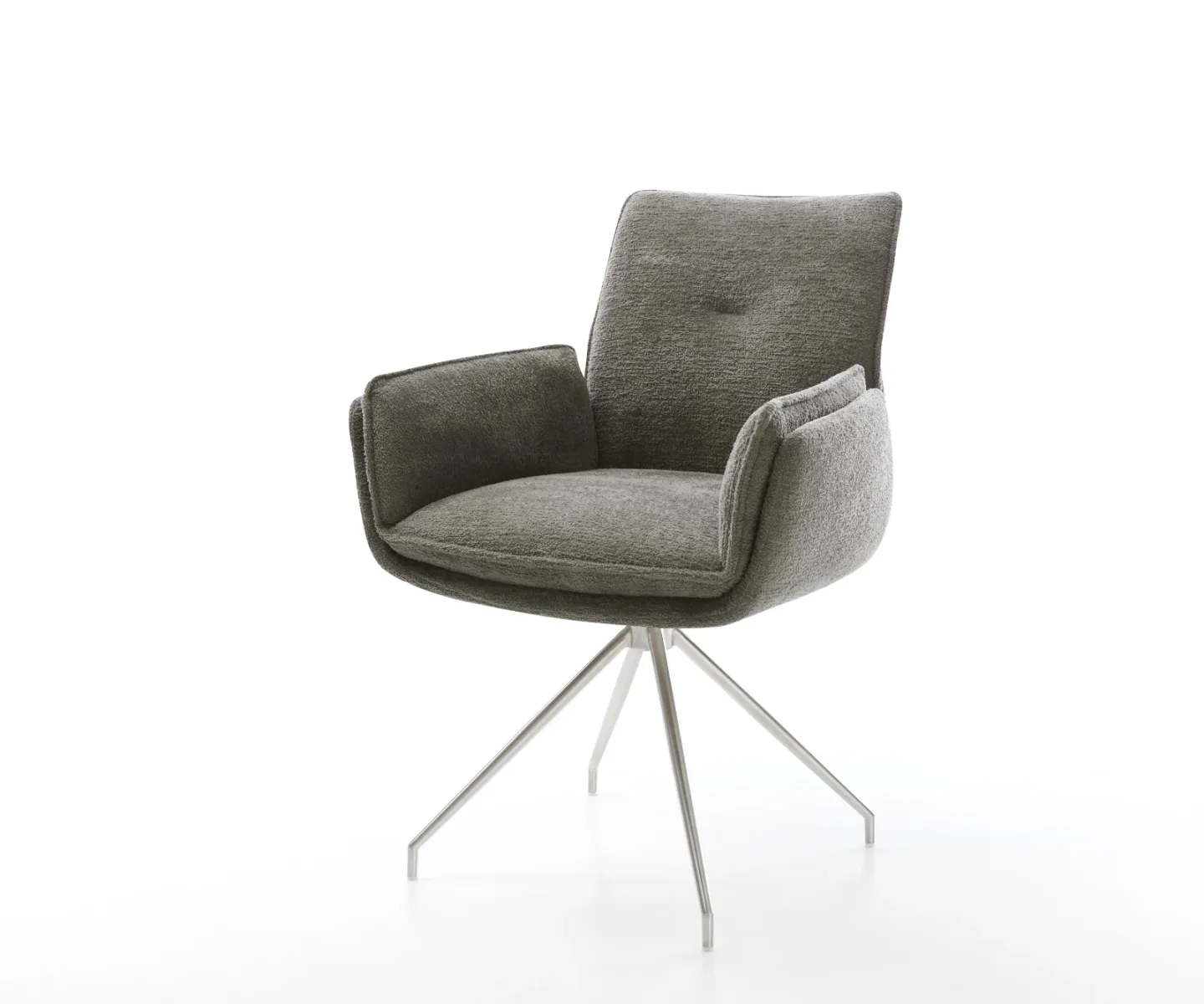 Esszimmerstuhl Nela-Flex Bouclé Soft Schlamm Kreuzgestell konisch Edelstahl