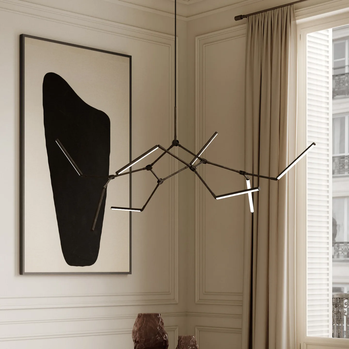 Stick LED-Hängelampe, bronze, 196cm, 8-flg. - 101 Copenhagen - Wohnzimmer - Design - Aluminium - Mehrflammig