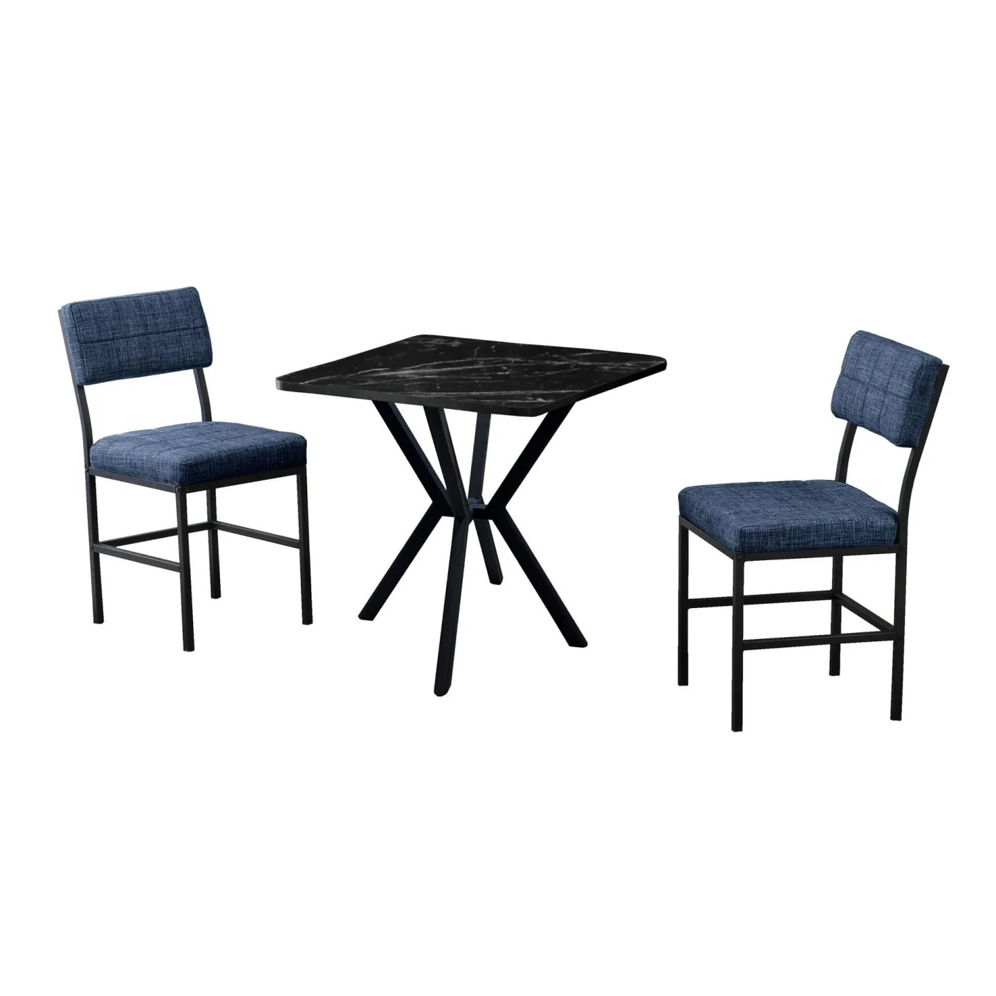 Stedum Matgrupp Bord 70 cm + 2 Stolar - Marinblå Och Svart