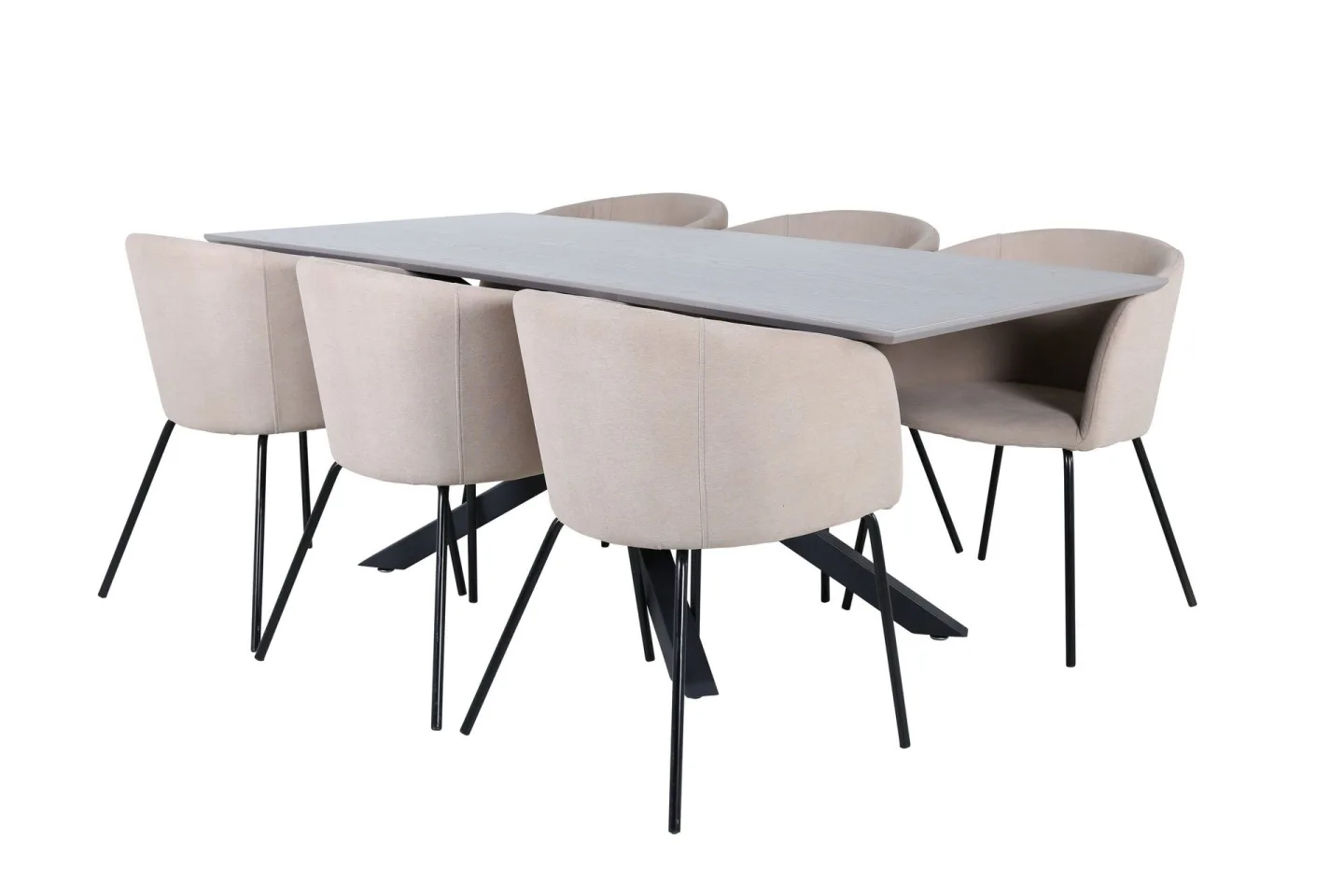 Piazza Matgrupp 180 cm Rektangulär med 6 Berit stolar - Beige