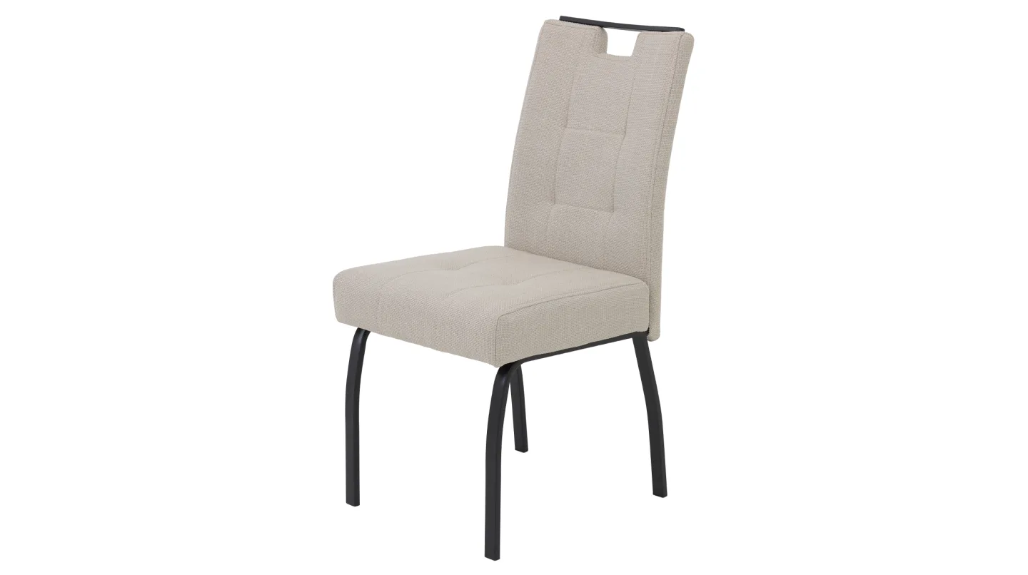Polsterstuhl beige Metallgestell Microfaser Webstoff - LAILA