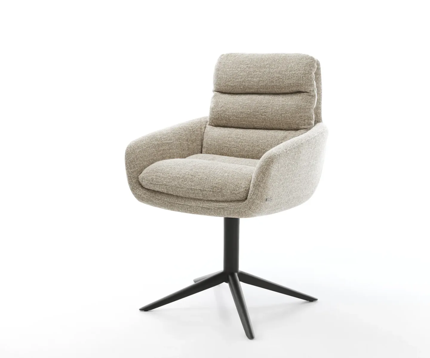 Drehstuhl Abelia-Flex mit Armlehnen Webstoff Soft Beige Fußkreuz Schwarz 360° drehbar Wippfunktion