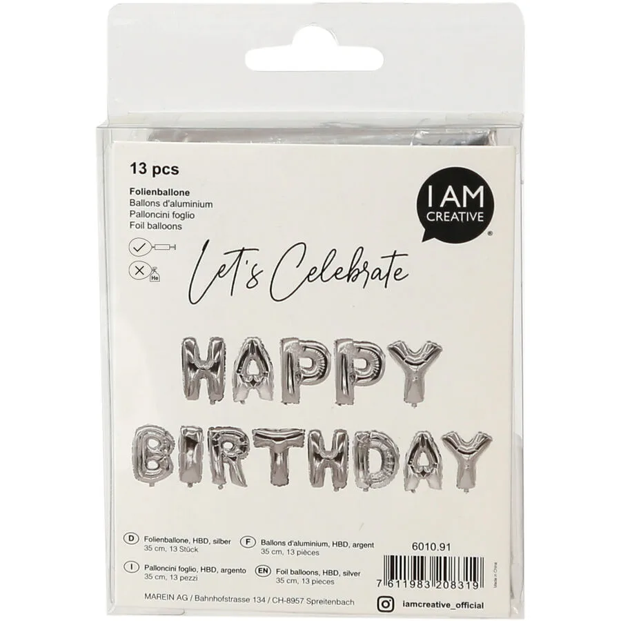 Luftballons I am creative silber Folie H 17 cm 13 Stk