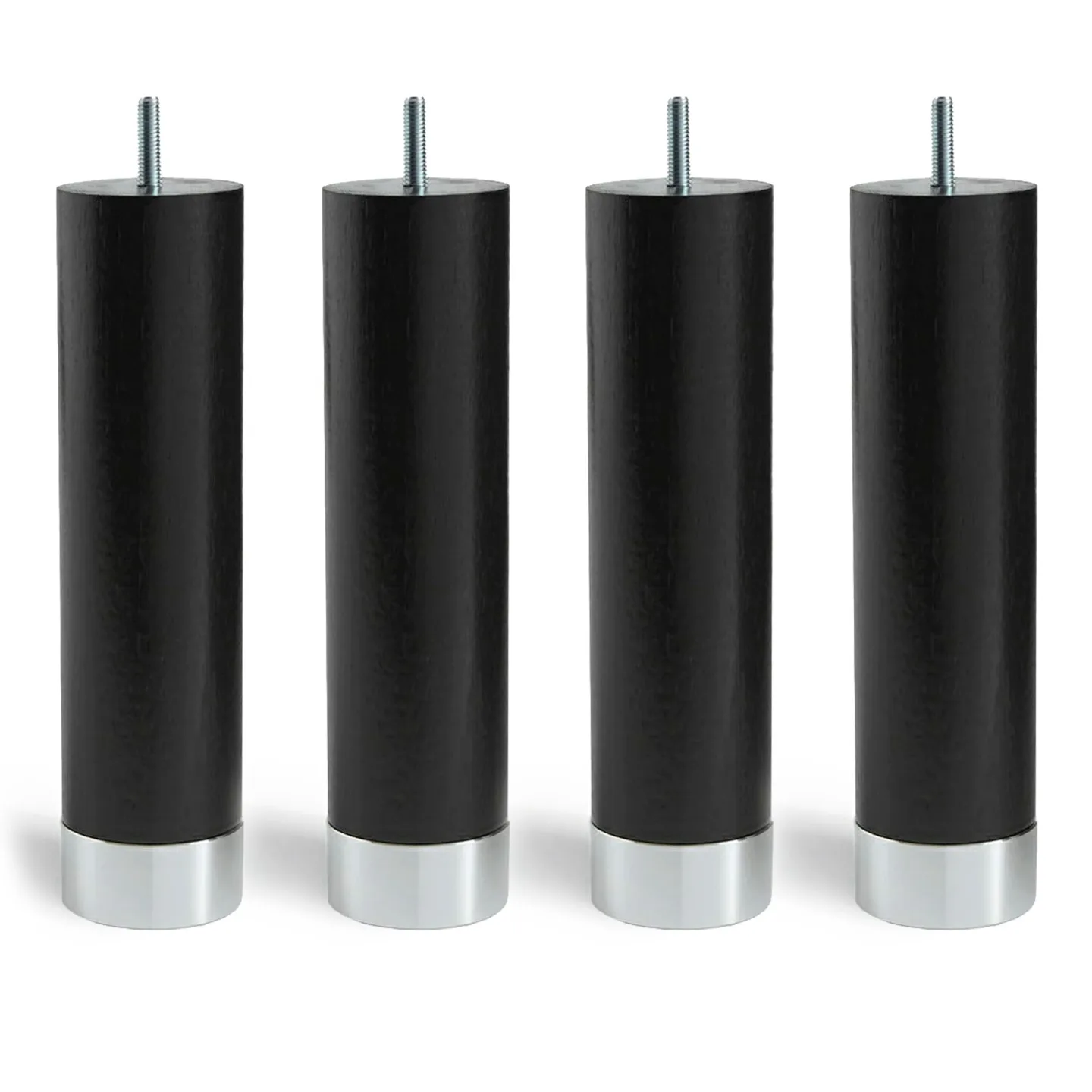 Carpe Diem Beds - Cylinder sängben Svart med aluminium 4-pack 23 cm - Sängben - Träfärgad