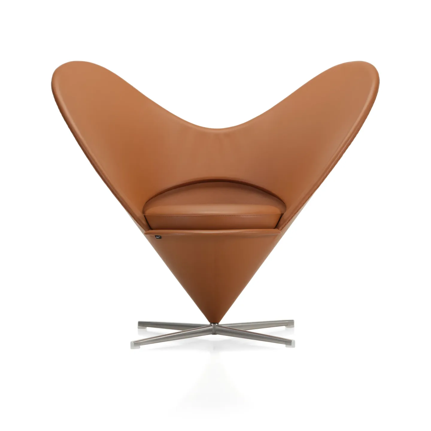 Vitra Heart Cone Chair fåtölj Leather premium F cognac-rostfritt stål