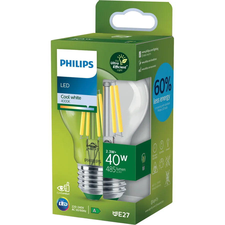 Leuchtmittel Philips Glas E27 2.3 W - Farbe: klar - LED - Lichtfarbe: Helles Neutralweiss - LED Leuchtmittel