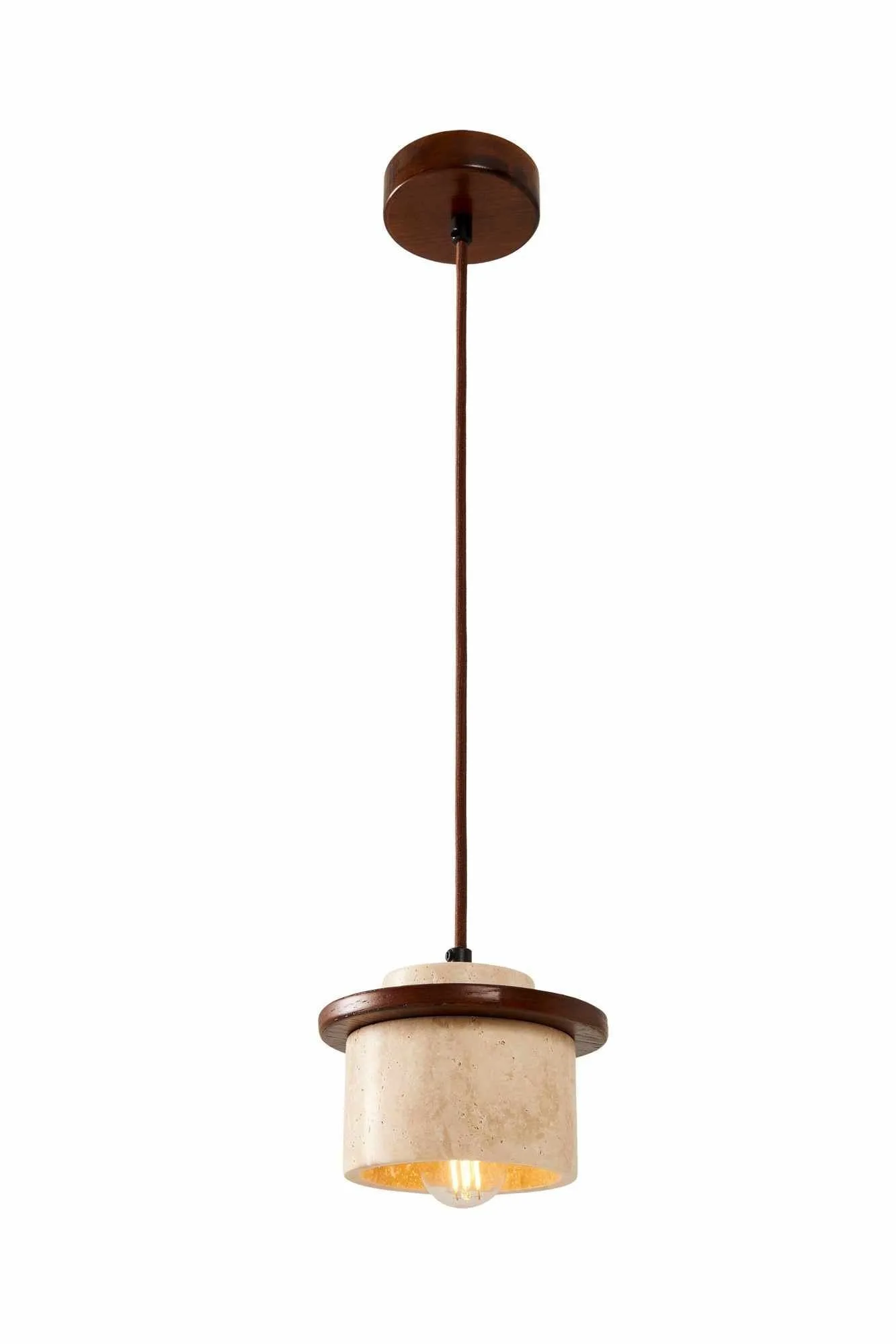 Meyros Pendellampa - Beige Och Valnöt