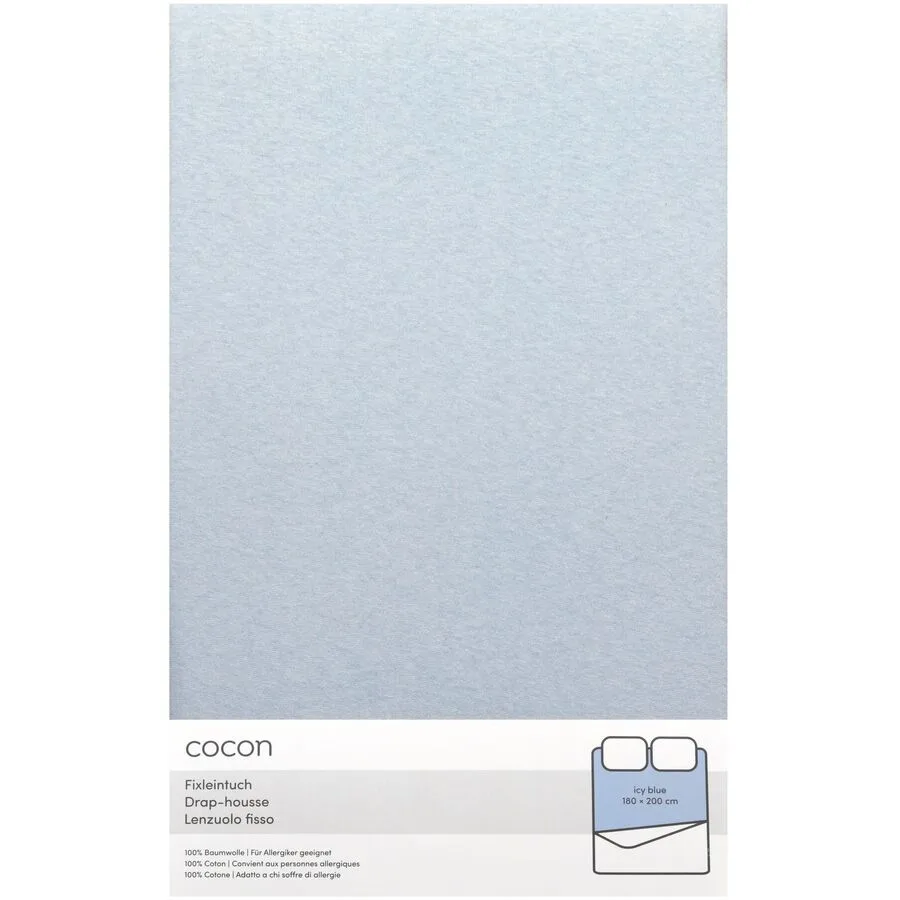Fixleintuch COCON Eisblau Baumwolle 180 x 200 cm - Material: Jersey