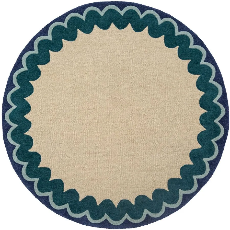 Teppich Winona TÜRKISGRÜN Welle, Düne 100% Wolle 160 x 160 cm