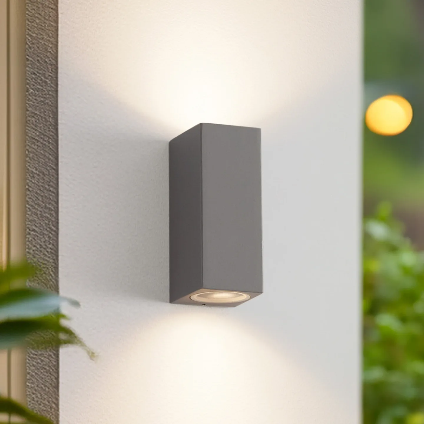 Xava Außenwandleuchte, up/down, grau, 2-flg., GU10 - Lucande - Balkon - Modern - Aluminium - Eckig