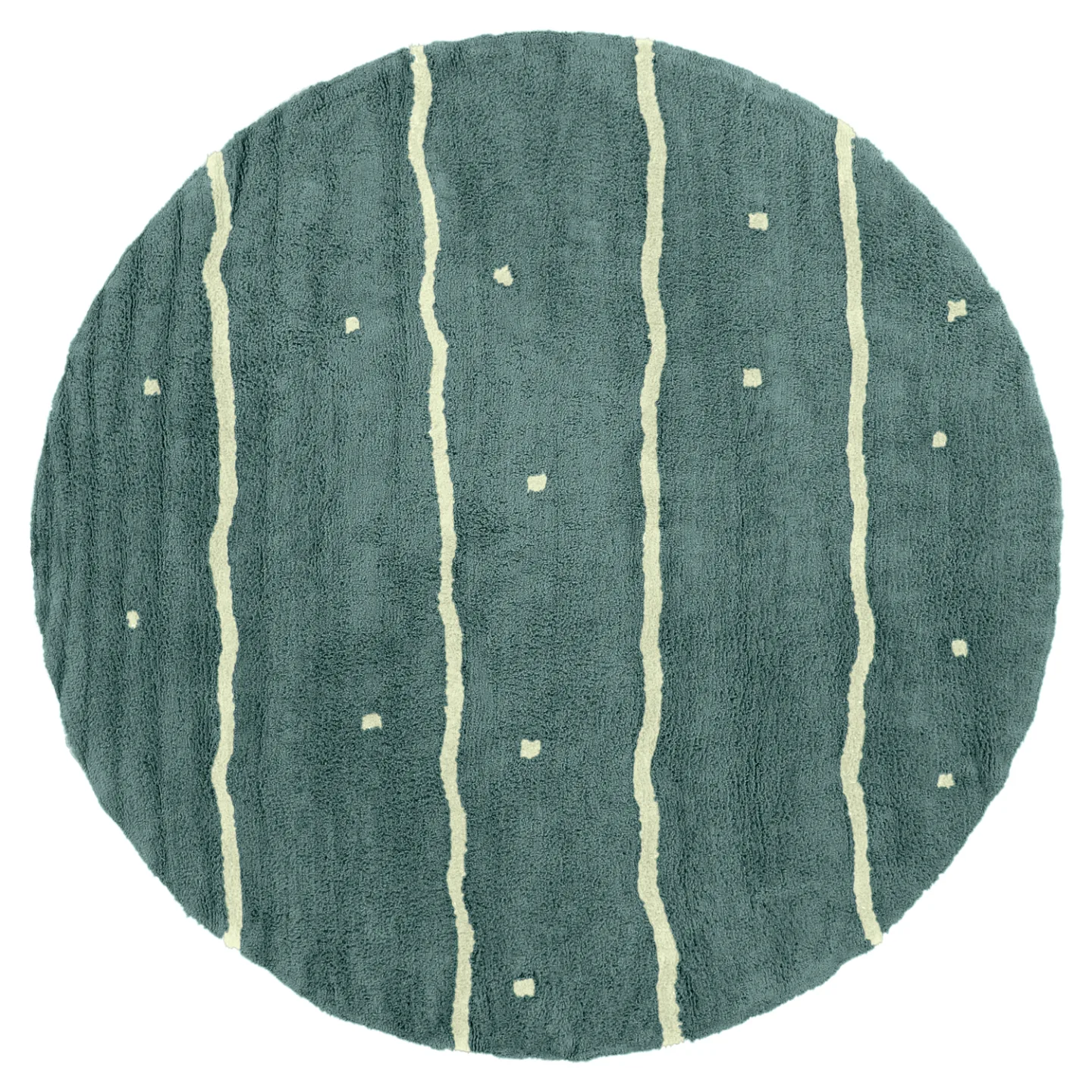 Rundt teppe - Leora Natural Cotton Shaggy (grønn) (Størrelse: Ø 240 cm)