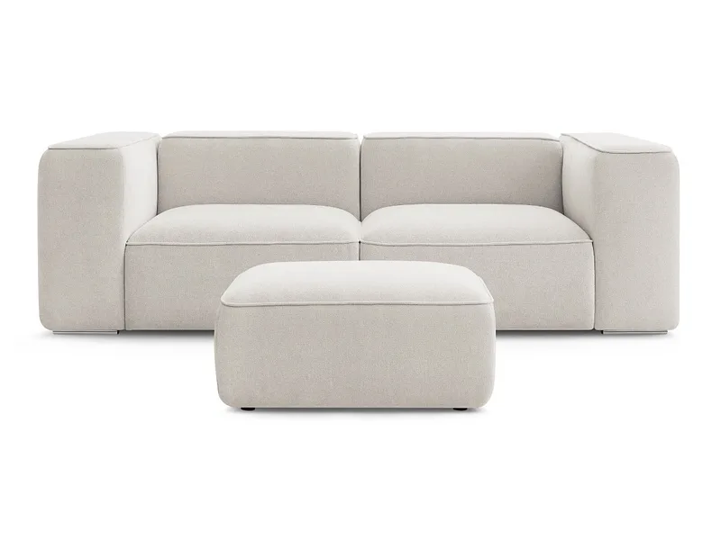 2er Sofa mit Hocker BOBOCHIC ZEPHYR Stoff mit Textur beige