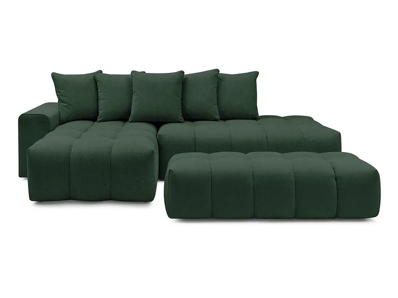 Ecksofa mit Hocker BOBOCHIC MONT-BLANC Stoff chiniert grün