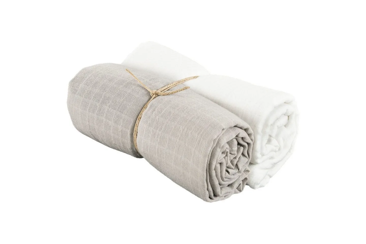 Muslinwrap 2-Pack - Vit/Grå (110 x 110 cm)