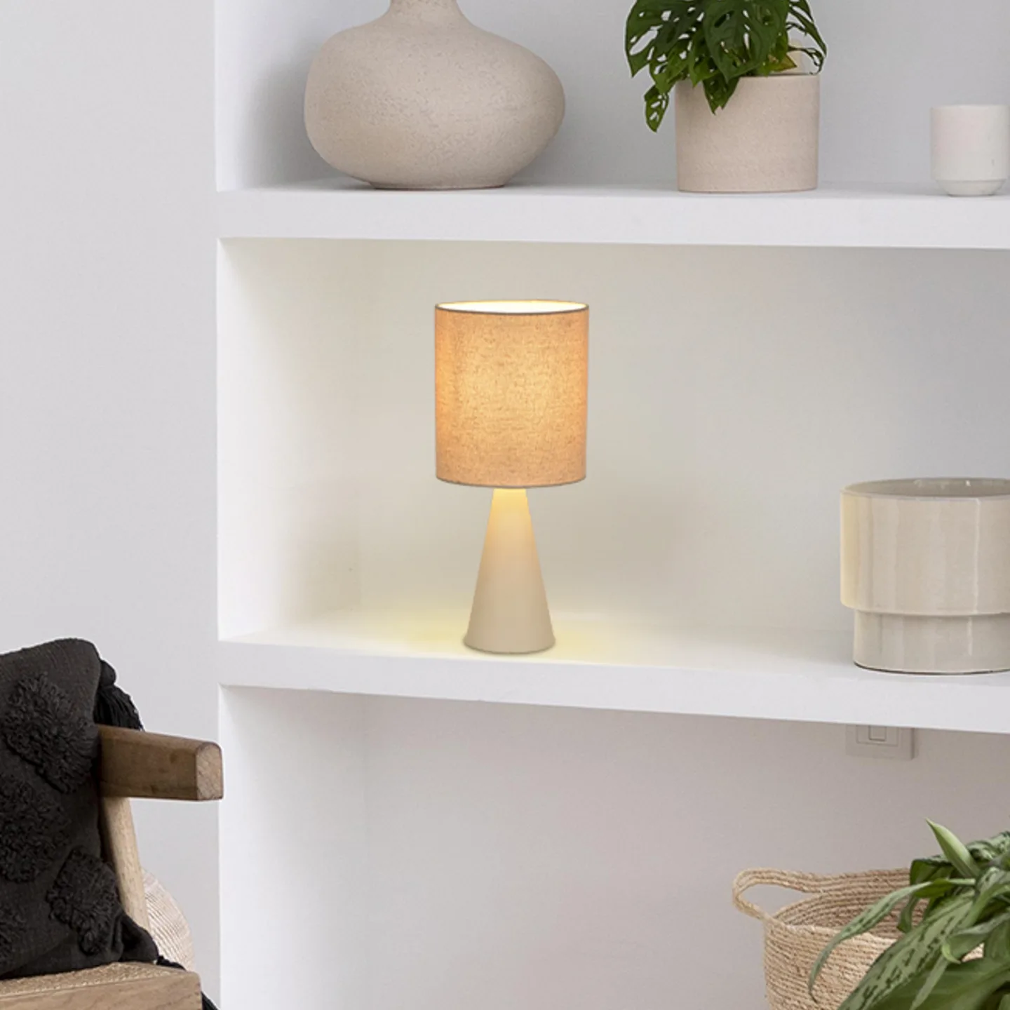 Sally bordlampe, elfenben mat/beige, højde 33 cm - COREP SAS - Stue - Moderne - Metal - Med skærm
