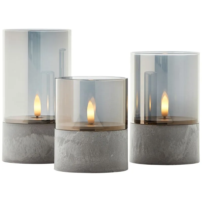 Brilliant - Bougie 3-pack - Batteriljus - Grå/rökfärgad