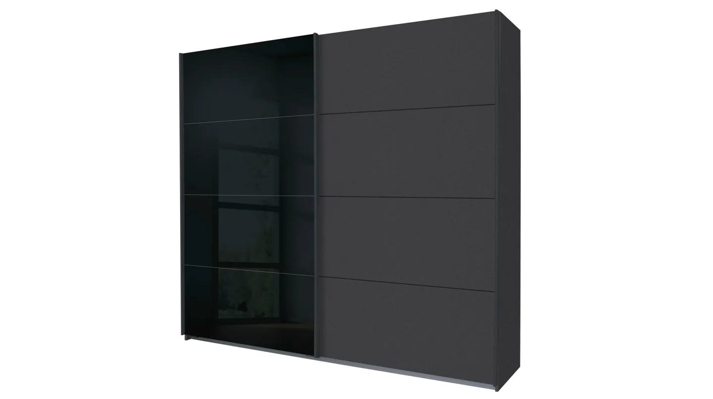 Schwebetürenschrank grau Glas 226 cm 2-türig - rauch - QUADRA
