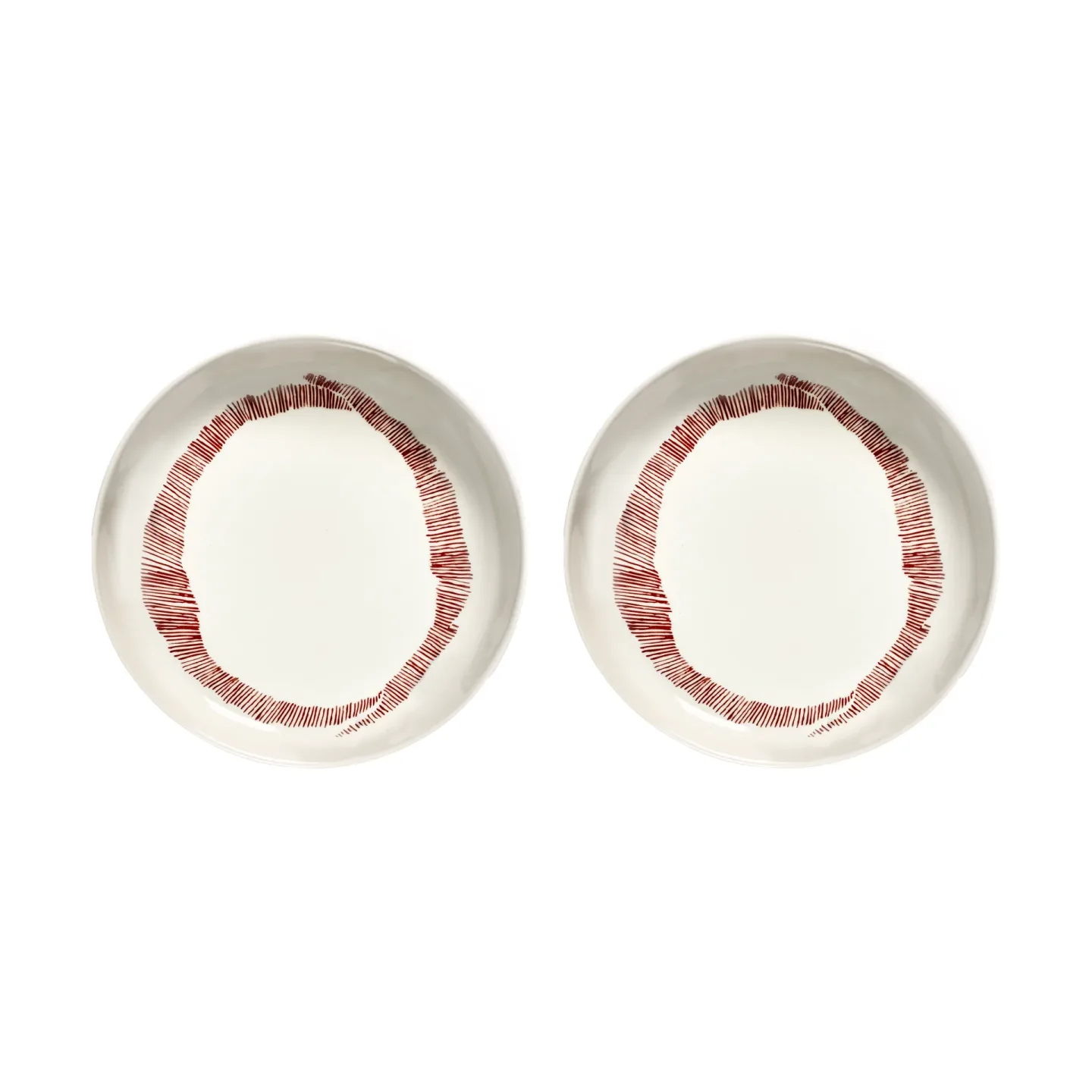 Serax Ottolenghi Feast tiefer Teller Ø22 cm 2er Pack White stripes-red