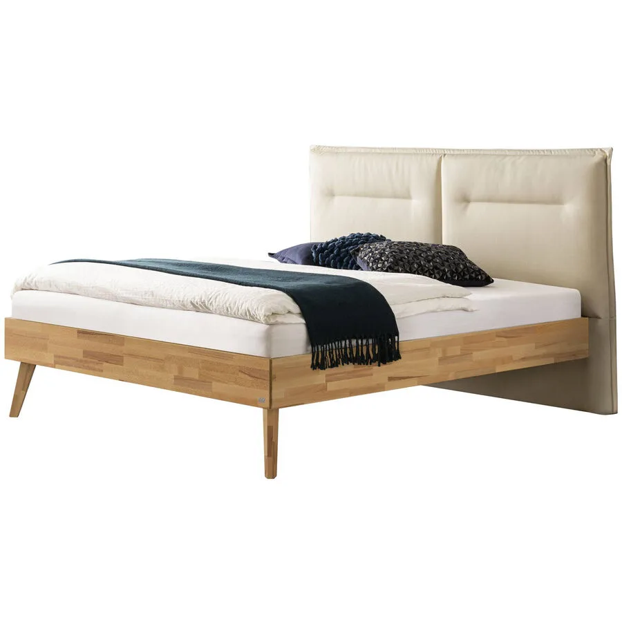 Hasena Bett Sassari Kernbuche, cream Kernbuche massiv Massivholz 140 x 200 cm