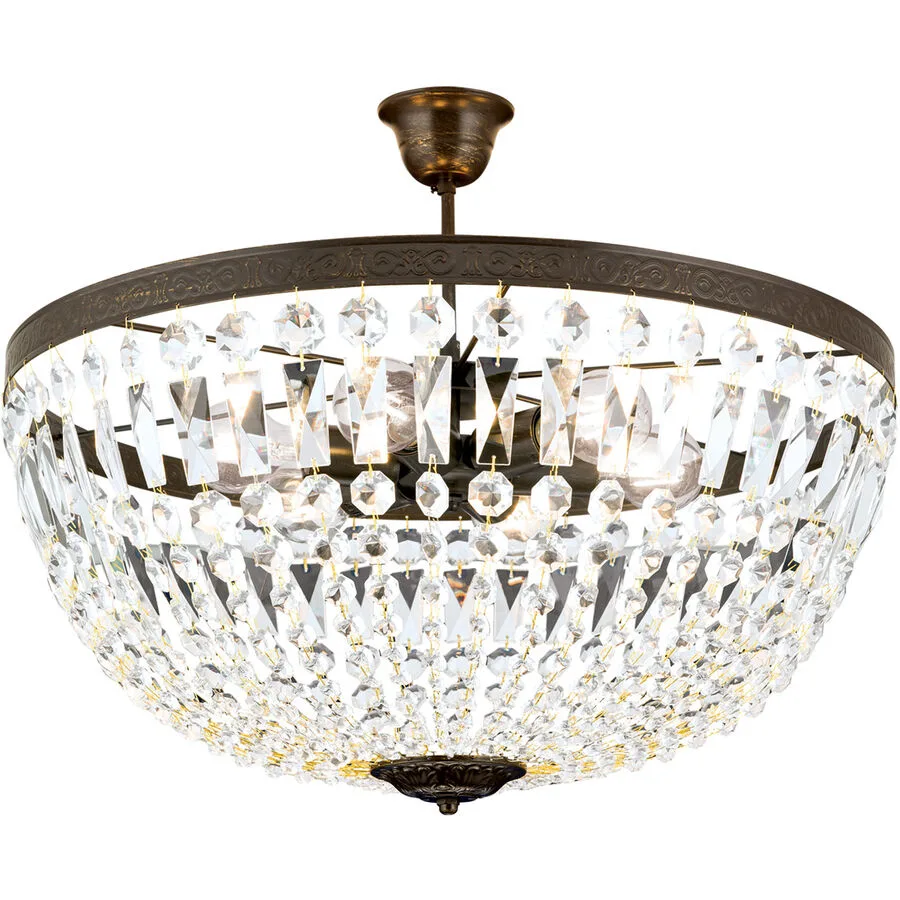 Briamond Deckenlampe Arila Braun Stahl/Kristall 60 cm 27 cm - Farbe: antikbraun