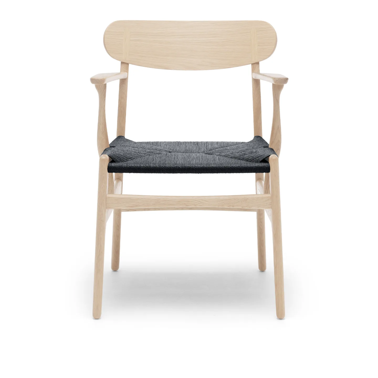 Carl Hansen - CH26, Tvålad Ek, Svartflätat papperssnöre - Matstolar - Hans J. Wegner - Träfärgad - Trä