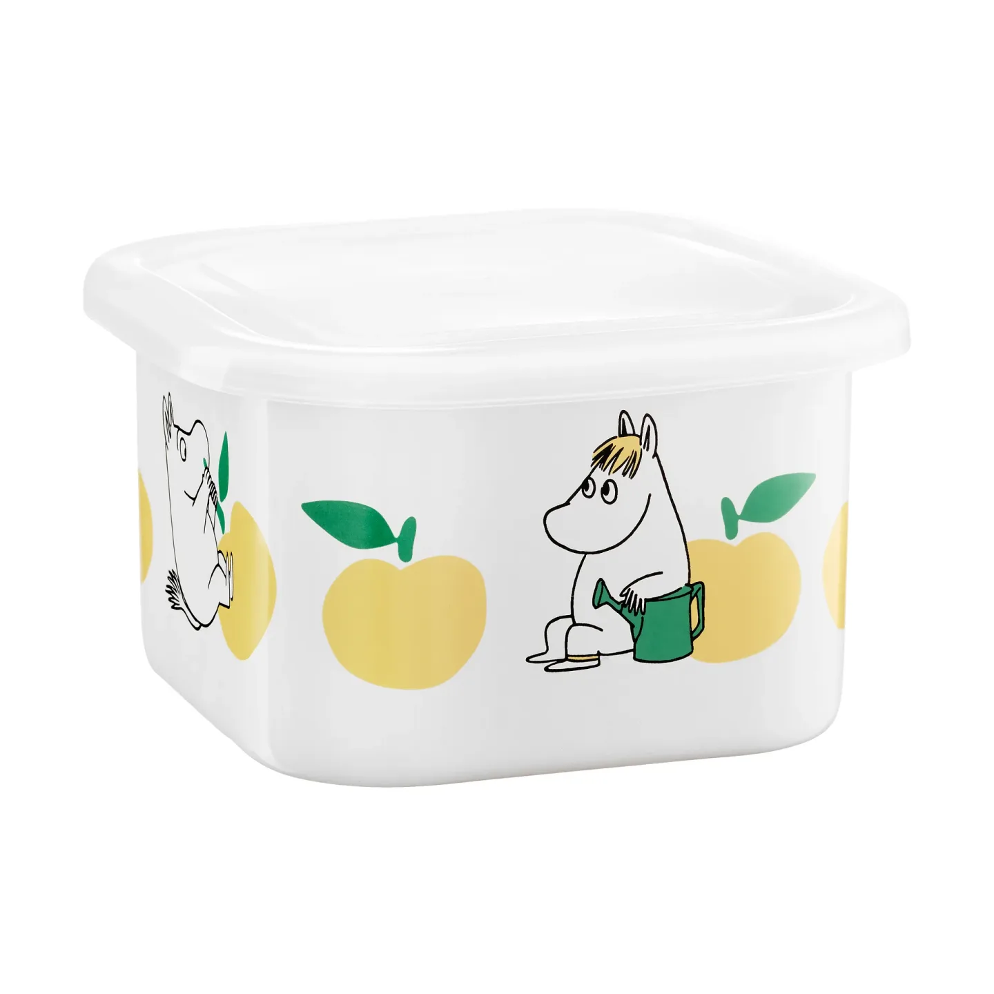 Muurla Mumin Emailldose mit Deckel 1 L Joyfull Apples-Gelb