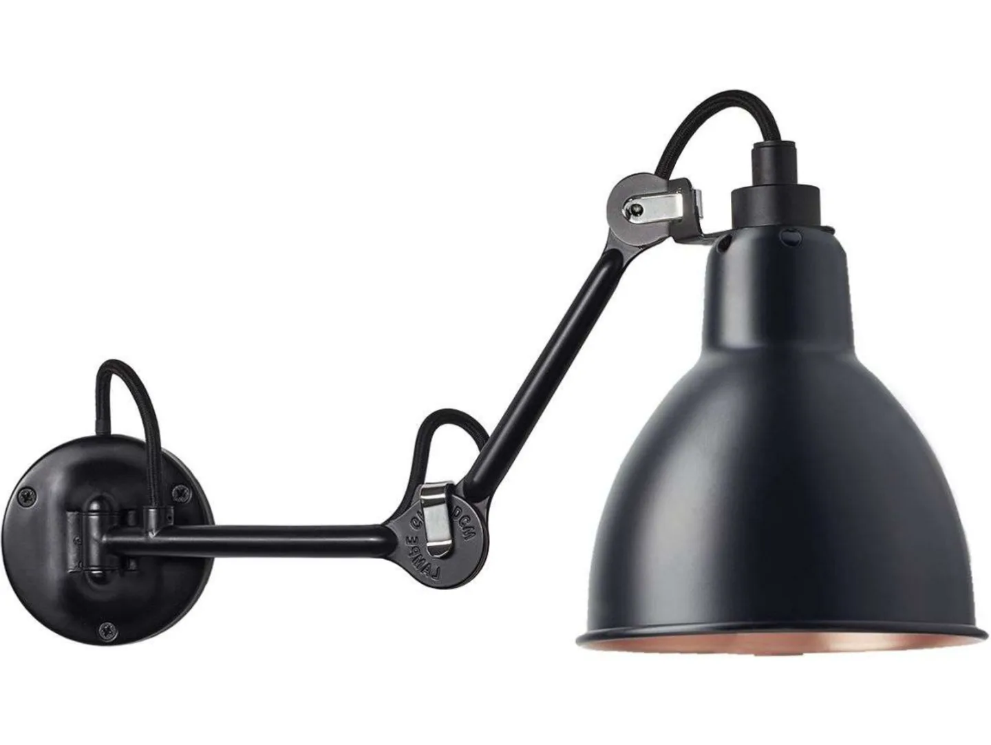 204 Wandleuchte Schwarz/Schwarz/Kupfer - Lampe Gras - Wohnzimmer - Design - Metall