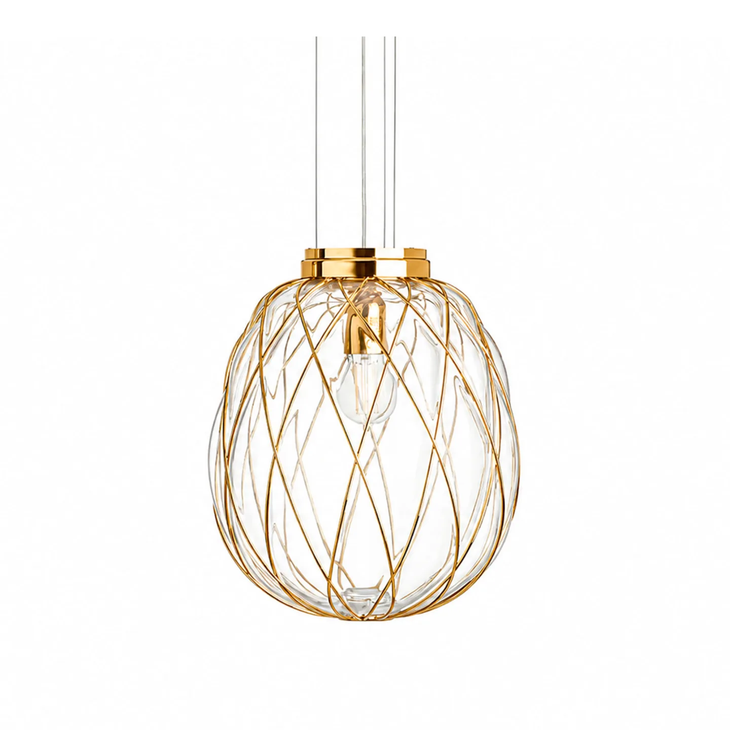 FontanaArte - Pinecone 4363 Suspension, Gold cage/ Transparent - Pendellampor - Paola Navone - Transparent