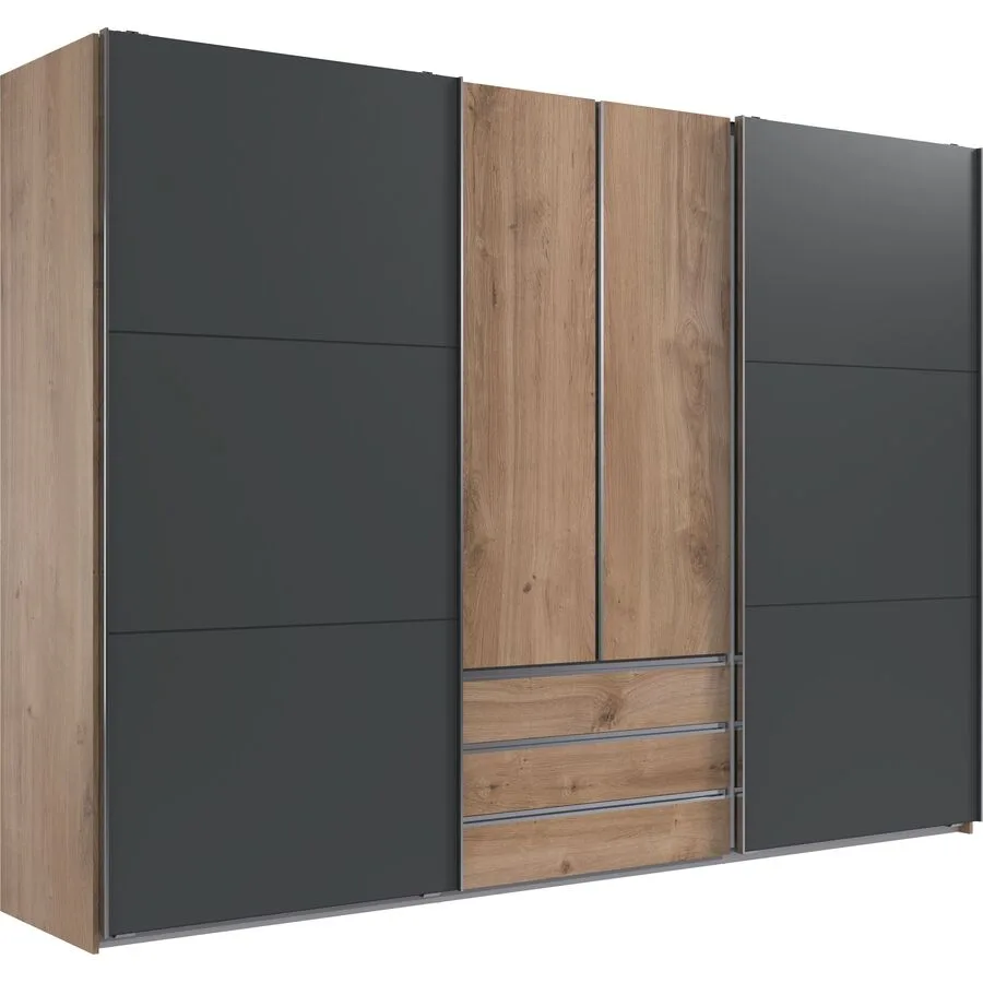 Kleiderschrank Mora Plankeneiche/graphit Holzwerkstoff B 300 cm