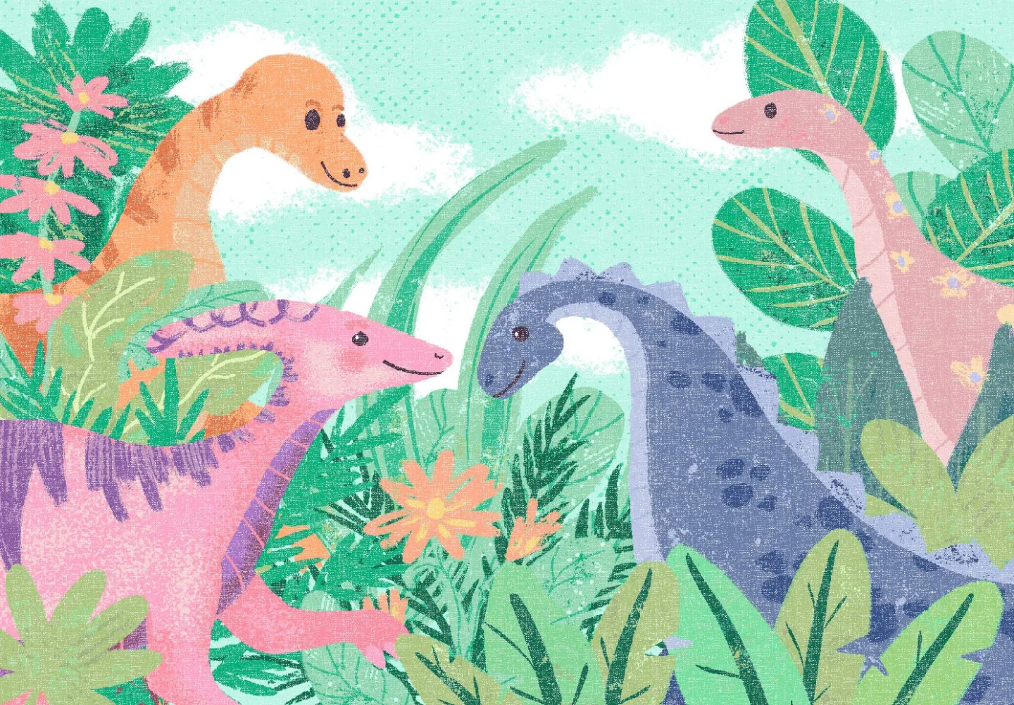 Barneteppe - Dino Friends (multi) (Størrelse: 120 x 170 cm)