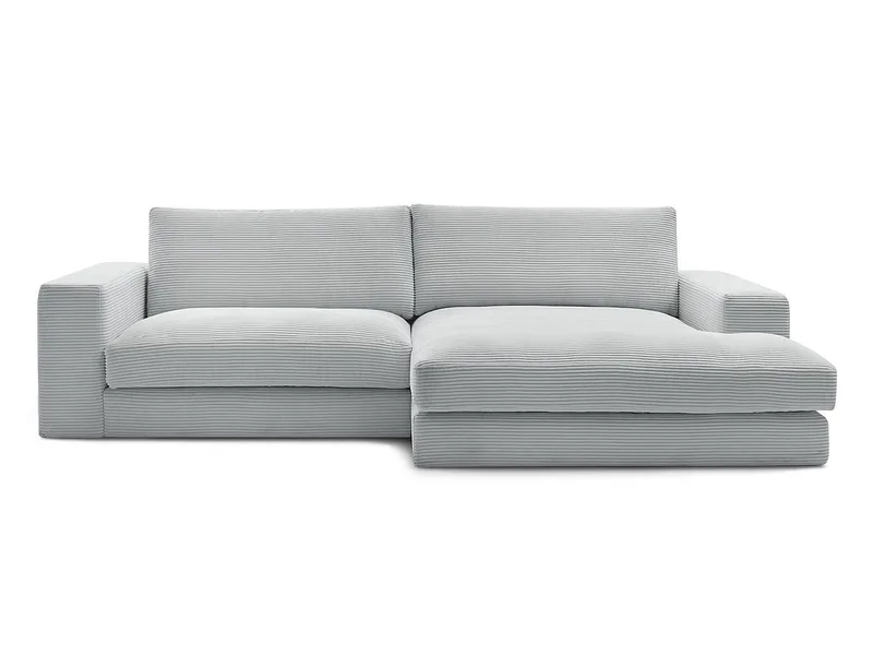 Ecksofa BOBOCHIC LEONARD Cord-Stoff hellgrau