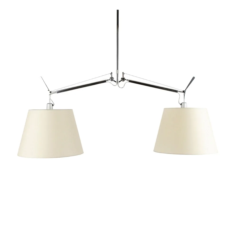 Artemide - Tolomeo Basculante 2 Bracci Pendellampa, Skärm i Pergamentpapper Ø 36 cm - Pendellampor - Giancarlo Fassina,Michele De Lucchi - Silver