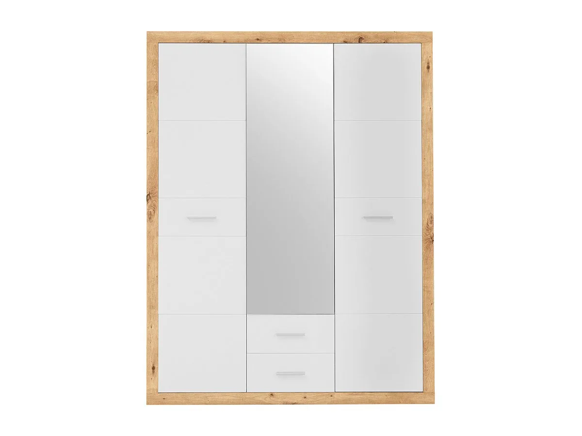 Kleiderschrank mit Spiegel - Artisan Eiche - weiß - 151 cm - STONE