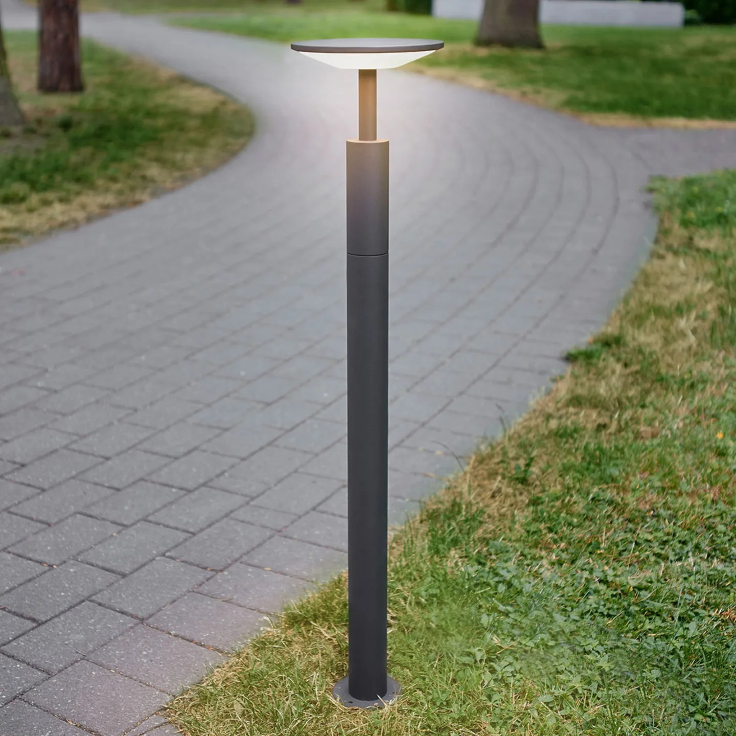 Fenia Außen Gartenleuchte H100 Anthracite/Opal - Lucande - Terrasse - Modern - Aluminium - Einflammig