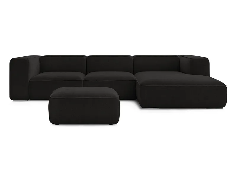 Ecksofa mit Hocker BOBOCHIC ZEPHYR Stoff mit Textur schwarz