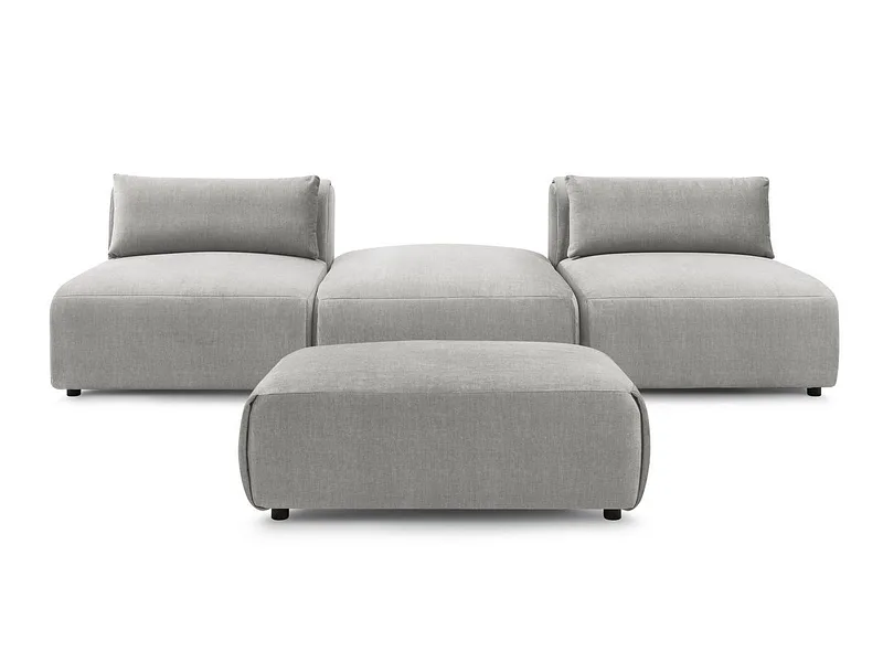 3er Sofa mit Hocker BOBOCHIC JEANNE Samt hellgrau