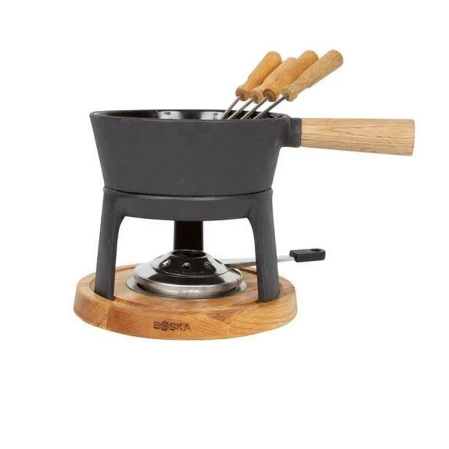 Diverse Fondue-Set Boska schwarz Holz/Gusseisen 1.2 l