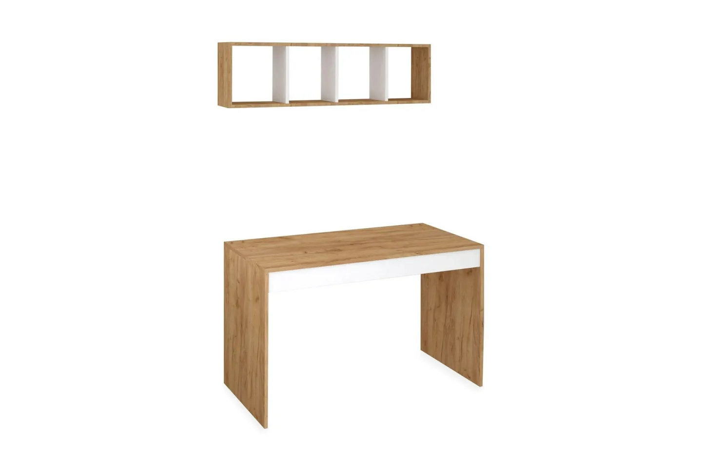 Mod Design Skrivbord 120 cm med Förvaring Vägghylla - Trä/Vit