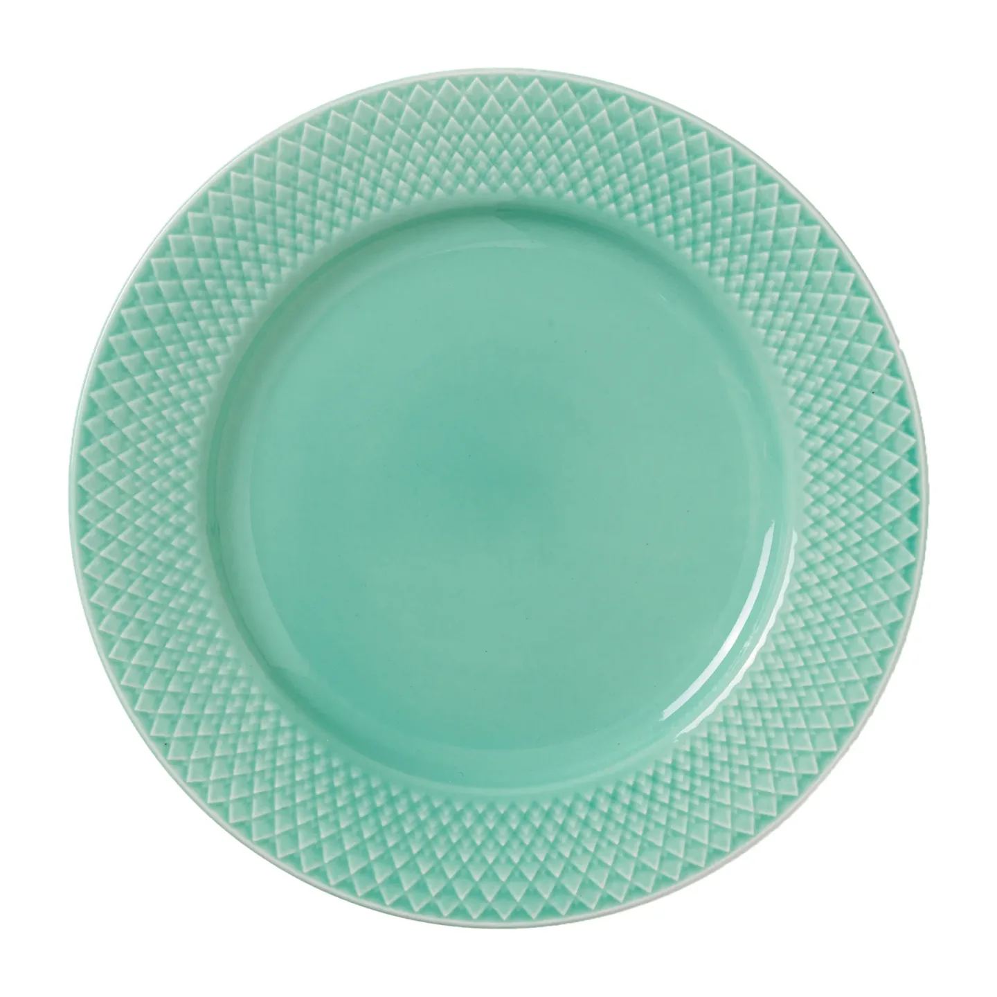 Lyngby Porcelæn Rhombe Teller Ø21cm Aqua