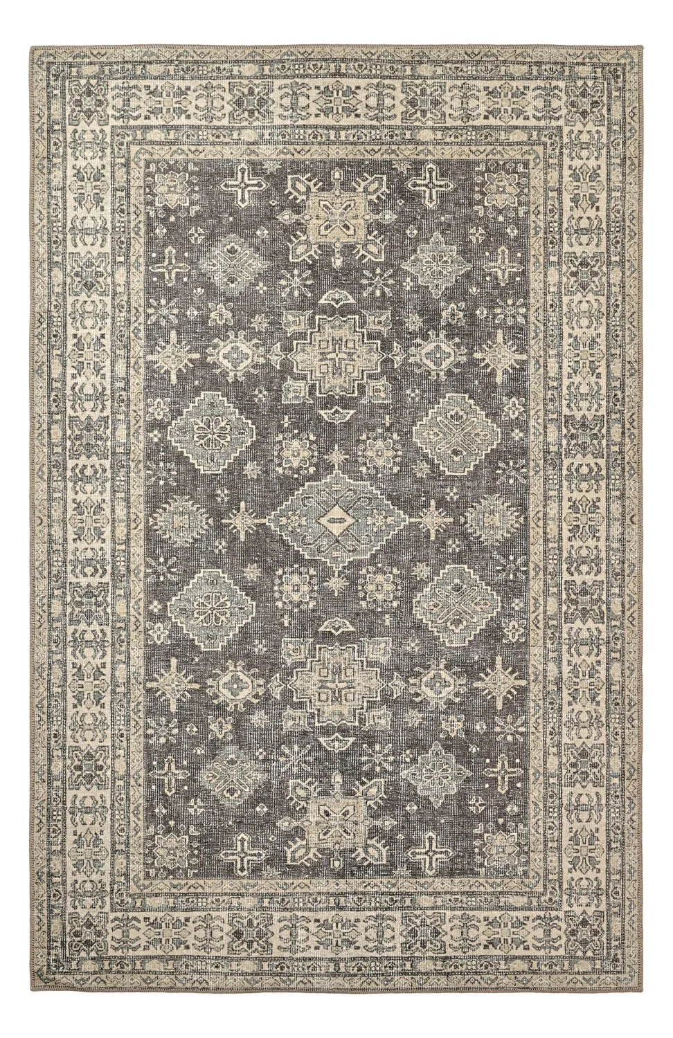 Flatvevd teppe - Zuleina (mørkegrå) (Størrelse: 190 x 280 cm)