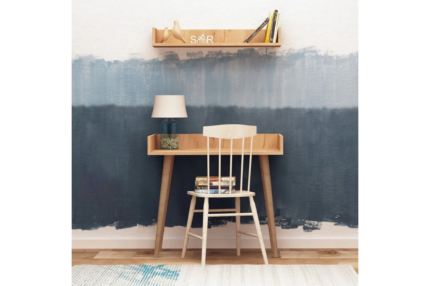 Mod Design Skrivbord 90 cm med Förvaring Vägghylla - Trä