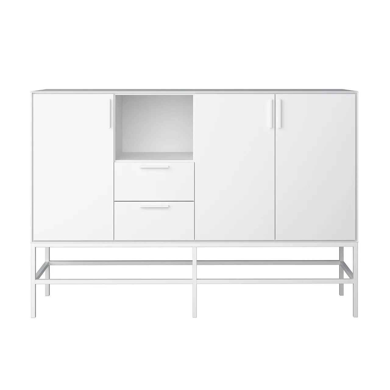 Ravn Sideboard 3 Türen und 2 Schubladen, weisslackiert, Metallgestell weiss.