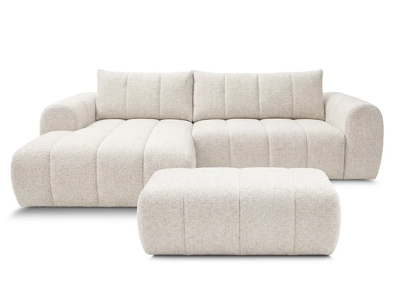 Ecksofa mit Hocker BOBOCHIC NESTY Stoff chiniert beige