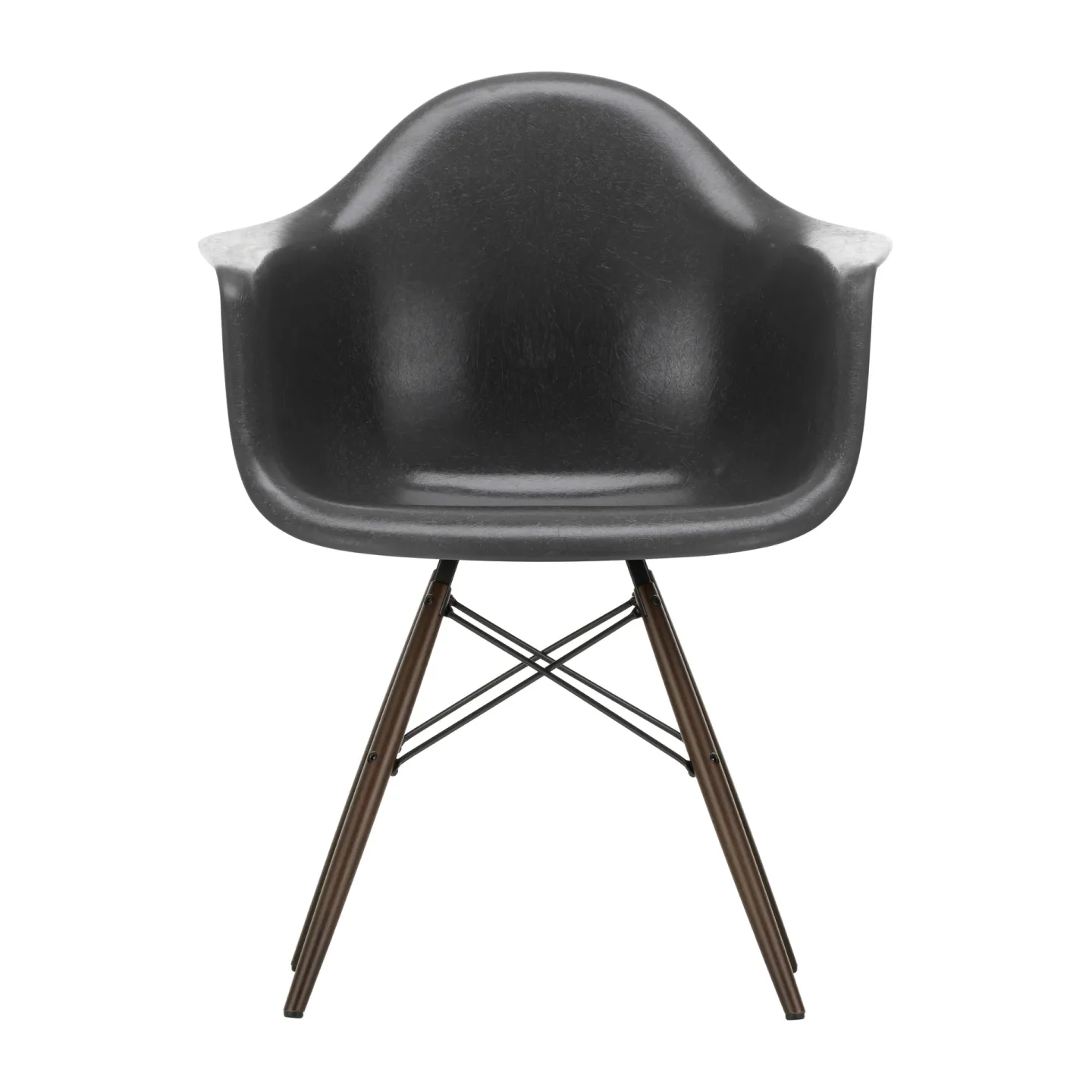 Vitra Eames Fiberglass Armchair DAW karmstol Elephant hide grey-dark maple